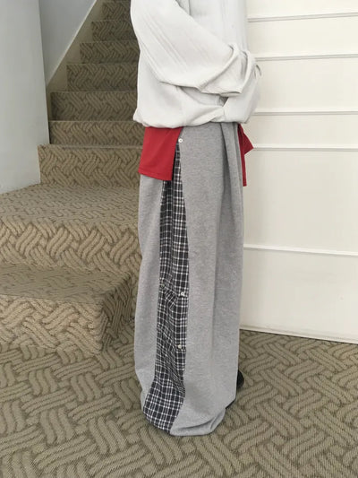 (2 colors) Check Rivet Wide Pants