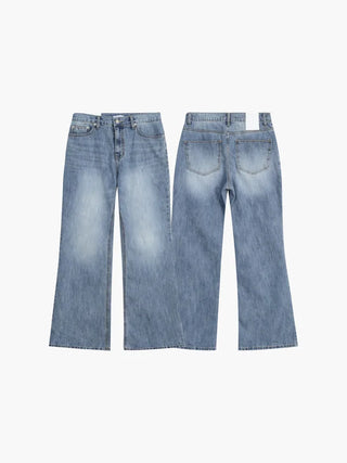Washed bootcut denim pants