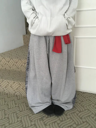 (2 colors) Check Rivet Wide Pants