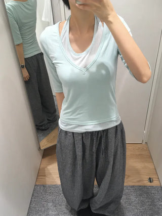 [4 colors] Halter Layered T-shirt