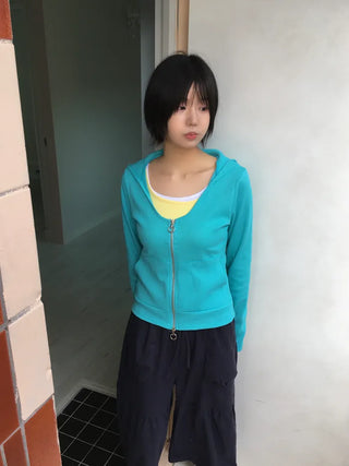 [3 colors] Waffle Zip-Up Hoodie