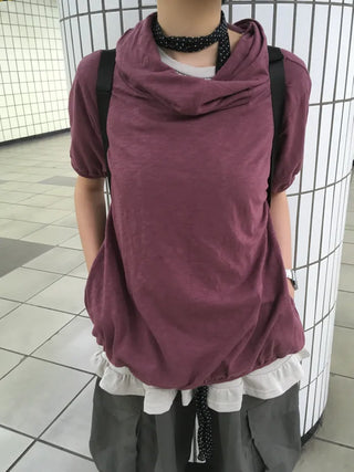 [3 colors] Slub Short-Sleeve Hooded Parka