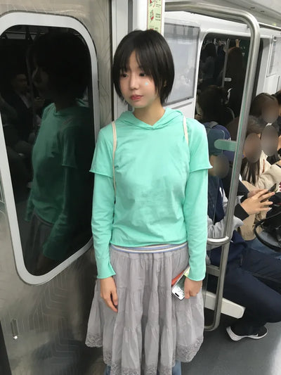 (8 colors) Hooded Layered T-shirt