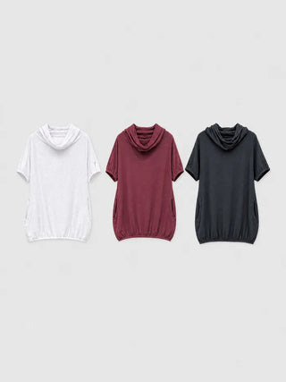 [3 colors] Slub Short-Sleeve Hooded Parka