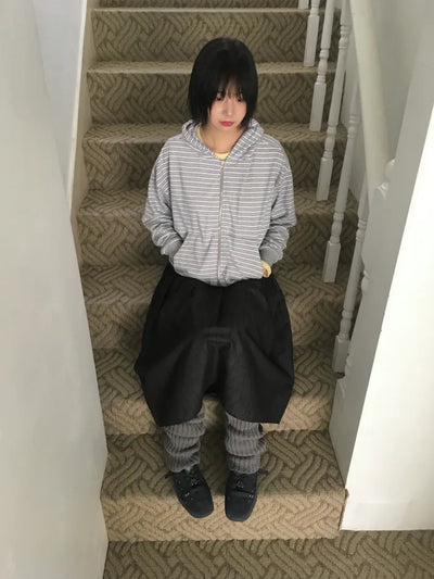 (1 color) Striped Zip-Up Hoodie