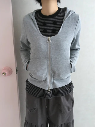 [3 colors] Waffle Zip-Up Hoodie