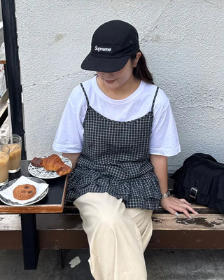 Checked Shirred Camisole