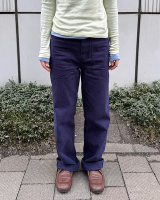Herringbone wide cotton pants