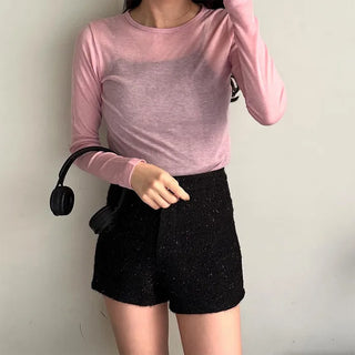 See-through modal long-sleeved T-shirt
