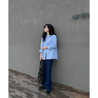 Wide straight denim pants