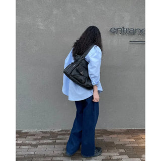 Wide straight denim pants