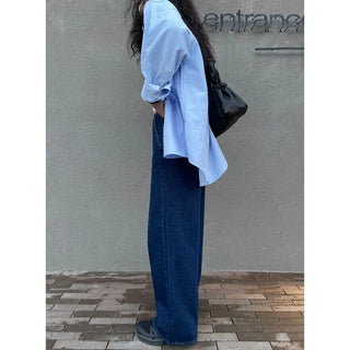 Wide straight denim pants