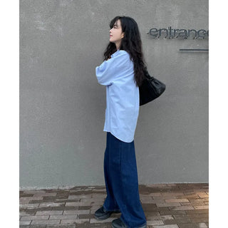 Wide straight denim pants