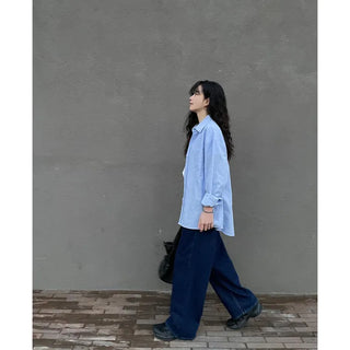 Wide straight denim pants