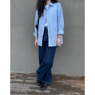 Wide straight denim pants