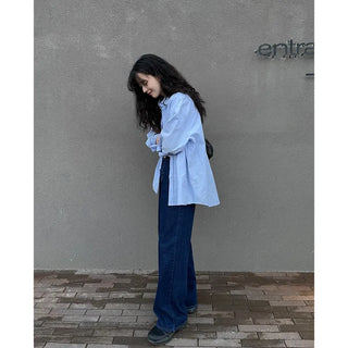 Wide straight denim pants