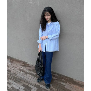 Wide straight denim pants