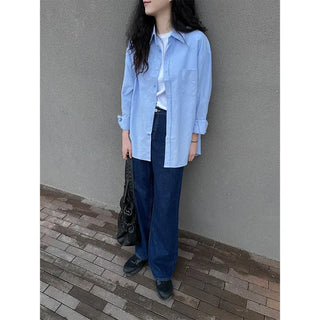 Wide straight denim pants