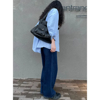 Wide straight denim pants