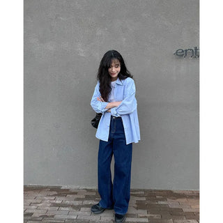Wide straight denim pants