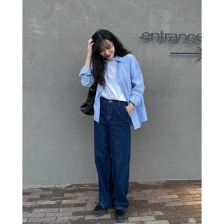 Wide straight denim pants