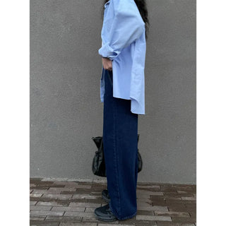 Wide straight denim pants