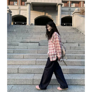 Wide-leg denim pants