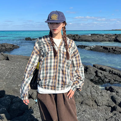 (Unisex) Cotton Check Windbreaker