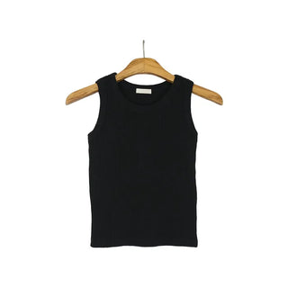 Round neck ribbed sleeveless top