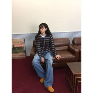 Striped wool cardigan
