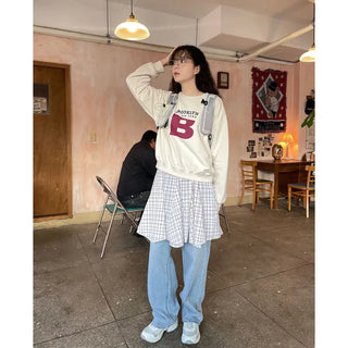 Wide-wash denim pants