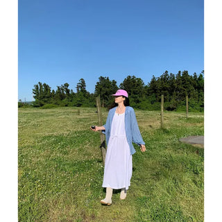 Summer check hooded shirt