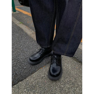 Synthetic leather platform loafers