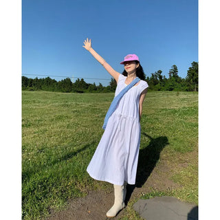 Lace linen long dress