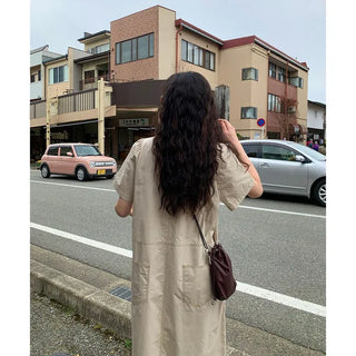 Back pocket stitch long dress