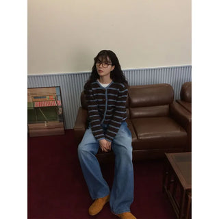 Striped wool cardigan
