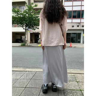 A-line satin long skirt