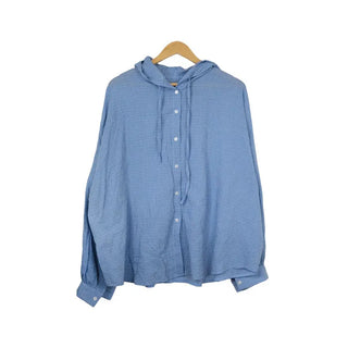 Summer check hooded shirt