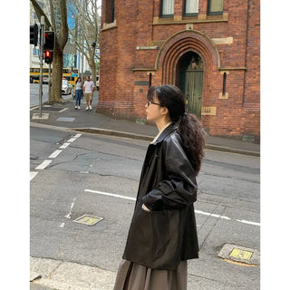 Oversized leather jacket