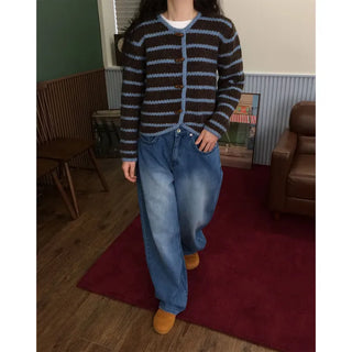 Striped wool cardigan