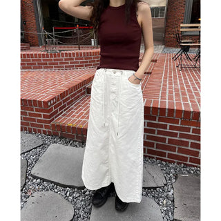 String cotton long skirt