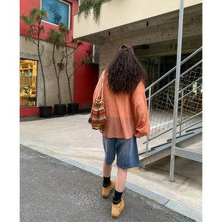 Summer check hooded shirt