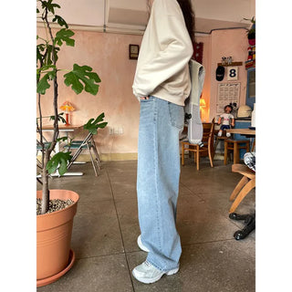 Wide-wash denim pants