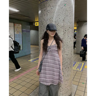 [Lined] Checkered Sleeveless Dress