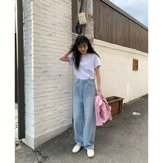 Basic plain short-sleeved T-shirt