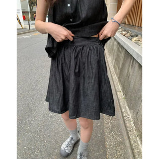 Non-faded denim skirt
