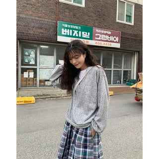 [Lined] Vintage Cotton Check Long Skirt