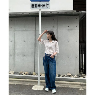 Vintage wide-leg denim pants