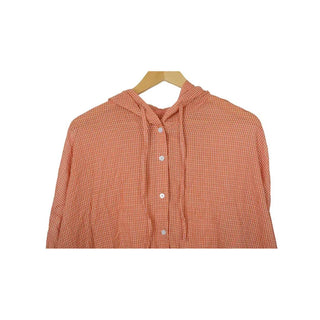 Summer check hooded shirt