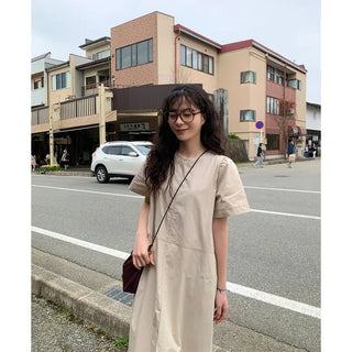Back pocket stitch long dress